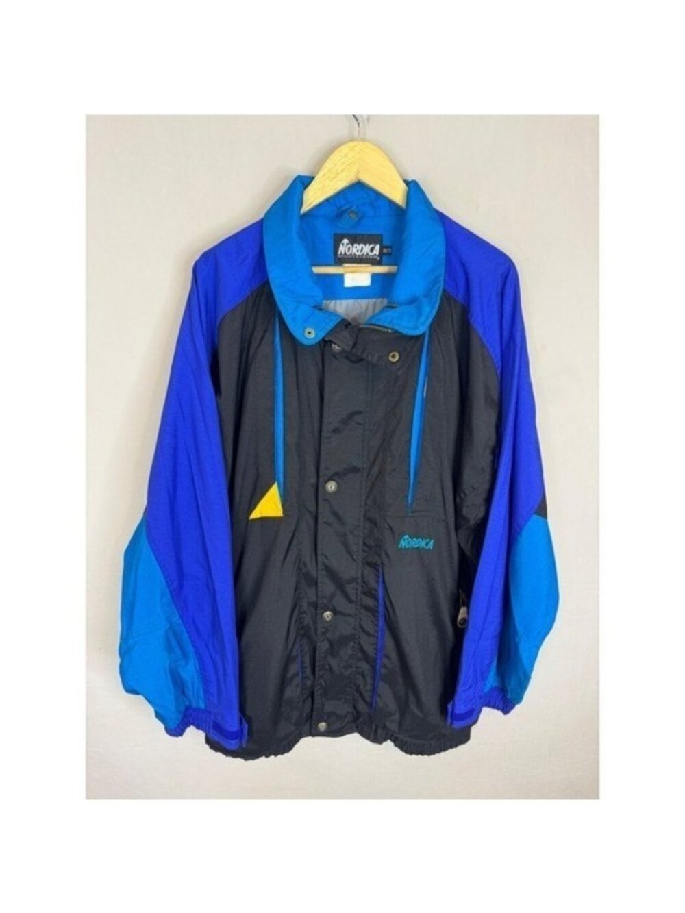 Vintage 90s Nordica Ski Shell Jacket XXL Colorblock Blue Black Mens